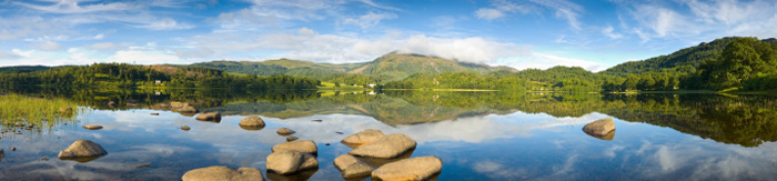 serene water with mountains